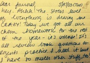 A  page from Kim's diary